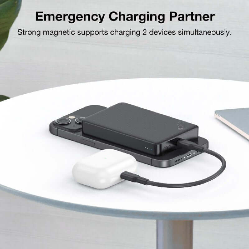 Puertos de entrada y cable Tipo C incluido de la Power Bank 1H
