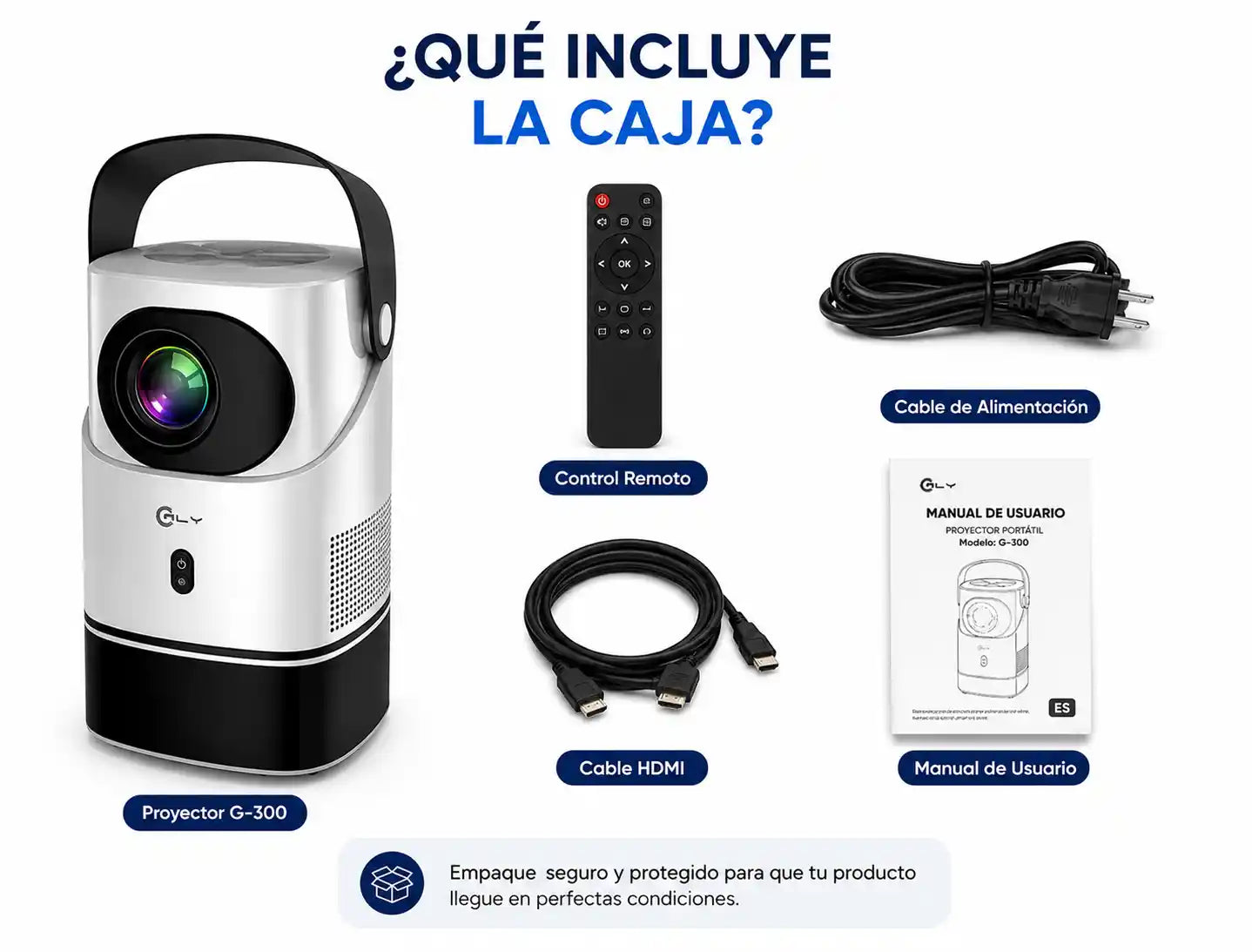 Proyector Portátil Inteligente G-300 tres tomas
