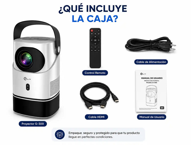 Proyector Portátil Inteligente G-300 tres tomas
