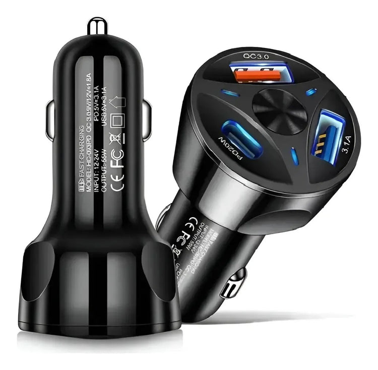 Cargador rápido Qualcomm PD 20W - Cargador para auto vista 360