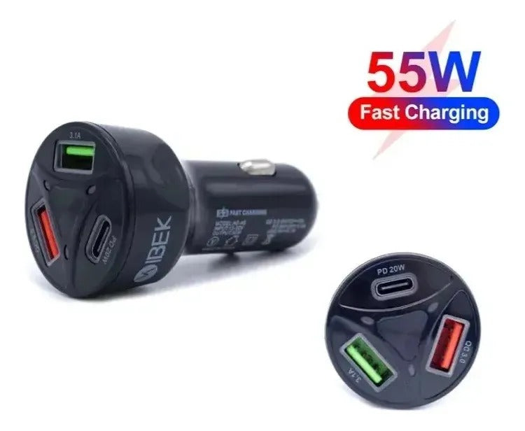 Cargador rápido Qualcomm PD 20W - Cargador para auto vista capacidad de carga.