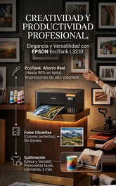 Impresora Epson L3210 EcoTank color negro en escenario oscuro